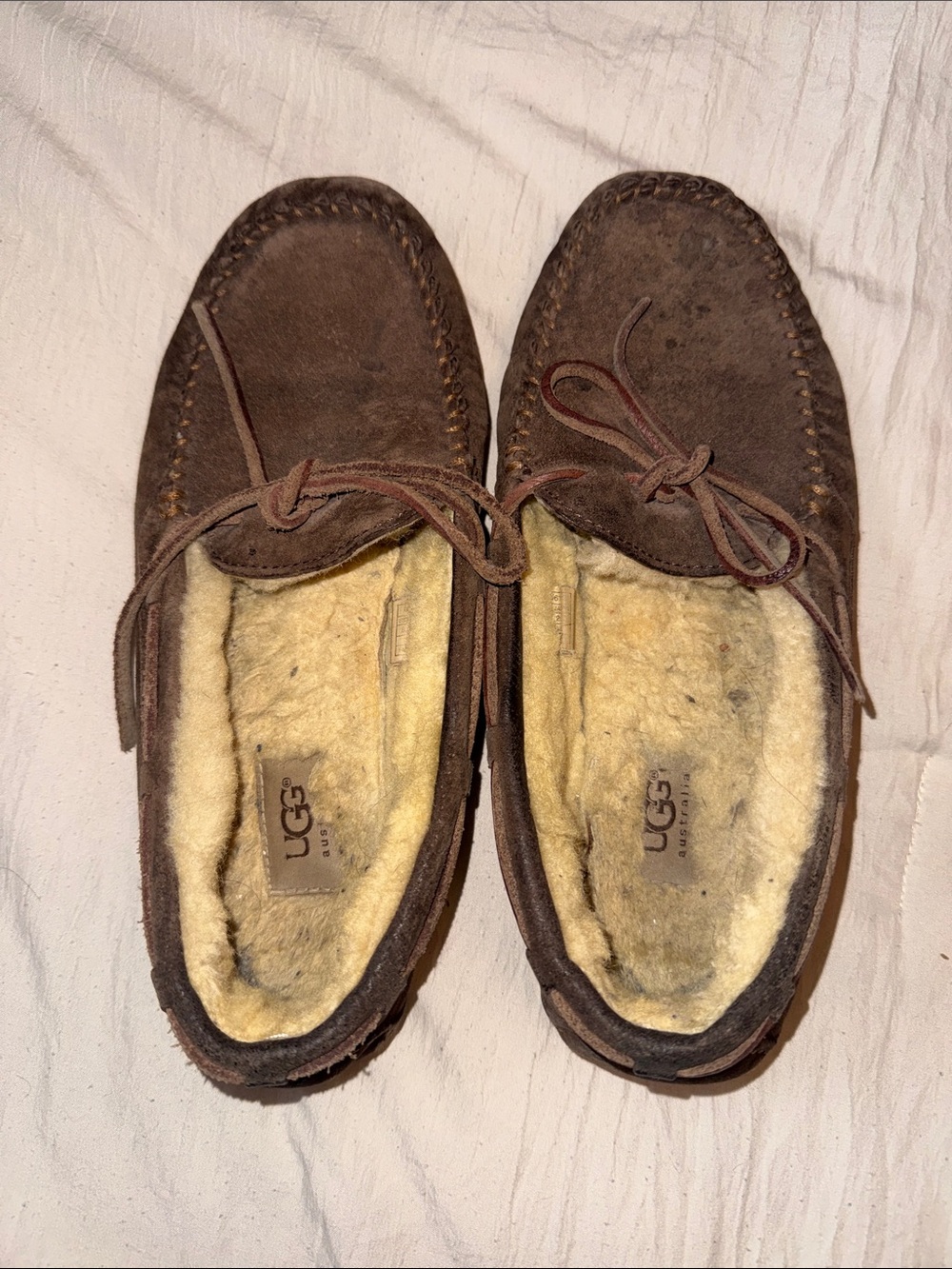 UGG women’s Brown Suede Moccasin Slippers